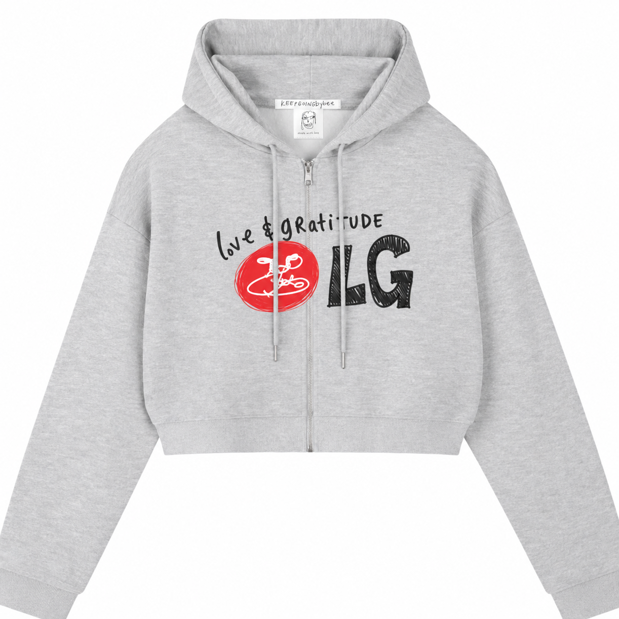 LOVE & GRATITUDE CROPPED HOODIE