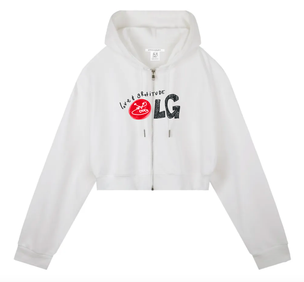 LOVE & GRATITUDE CROPPED HOODIE