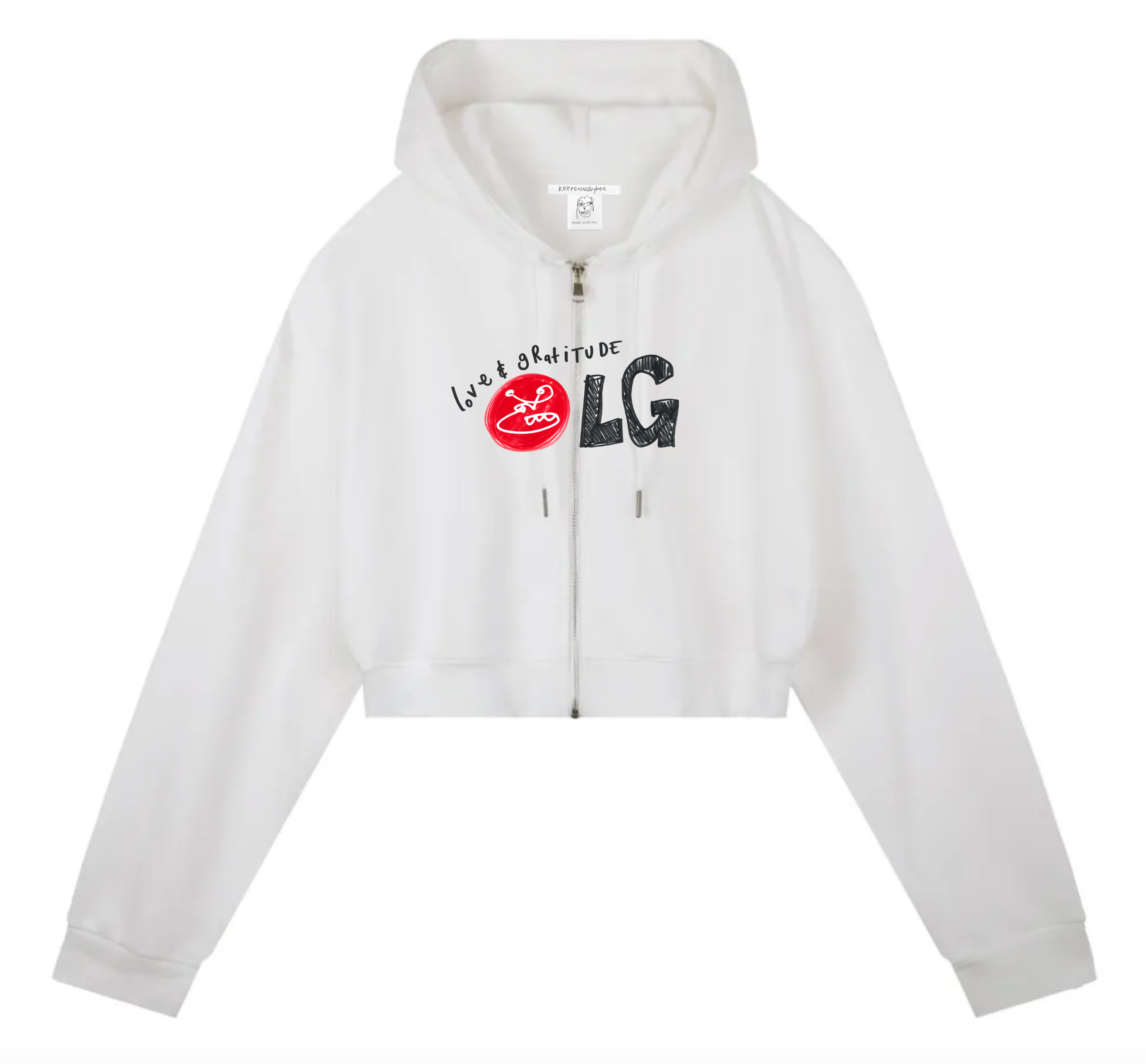 LOVE & GRATITUDE CROPPED HOODIE